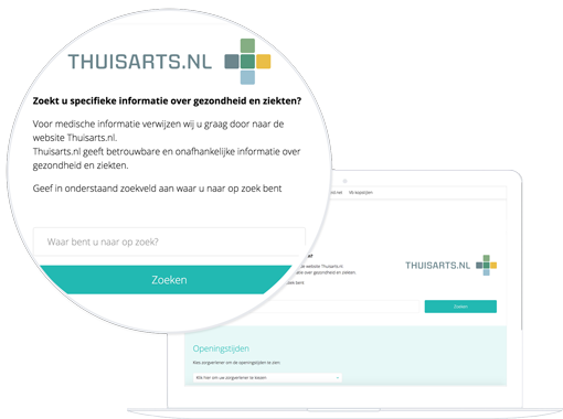 Thuisarts.nl zoekfunctie op de website