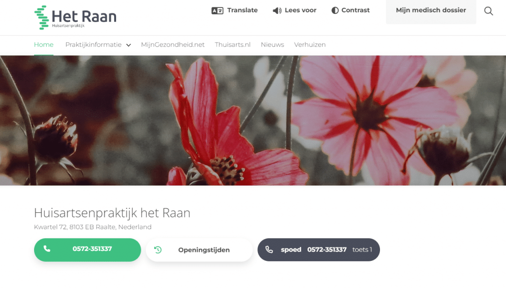 Website van Yard Zorgsites voor Huisartsenpraktijk het Raan in Raalte