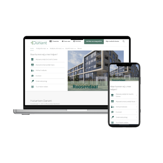 Laptop en mobiel praktijkwebsite